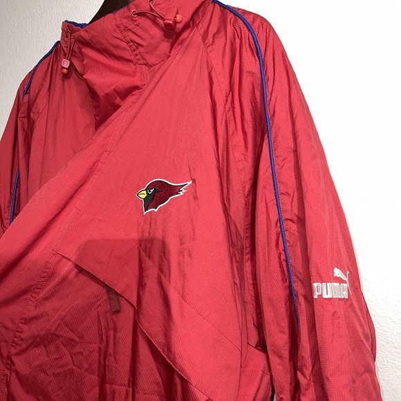 VINTAGE Y2K Puma Arizona Cardinals Zip Up Windbreaker Jacket Size‎ 3XL NFL Red - Picture 2 of 16